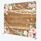 Aperturee - Aperturee Lighted Rose Leaves Wood Wedding Pillow Case Backdrop